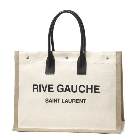 Saint Laurent FAABR 9054 Rive Gauche Tote Bag GREGGIO Beige - Picture 1 of 7